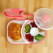 GoBe Kids Bento Style Lunch Box with Snack Spinner Flip - حاوية غداء مقسمة مع 6 مقصورات ، صينية ساندويتش وتخزين الفاكهة ، للغداء المدرسي والسفر