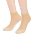 thumbnail image 3 of Gustave 10 Pairs Ankle High Mesh Sheer Socks for Women Anti-Slip Cotton Sole Silk Nylon Socks Soft Elastic Thin Transparent Socks for Summer "Black+Beige", 3 of 11