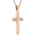 thumbnail image 2 of Dazzlingrock Collection Baguette White Diamond Religious Cross Pendant for Women with 18 Inch Gold Chain (0.25 ctw, Color I-J, Clarity I1-I2) in 18K Rose Gold, 2 of 6