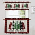 thumbnail image 4 of Goory Christmas Kitchen Valance Rod Pocket Cafe Tier Slot Top Bathroom Scarf Xmas Short Window Curtain Thermal Insulated Half Window Drapes Style-D 2pc-Tier Curtain: W:52''x H:45'', 4 of 6