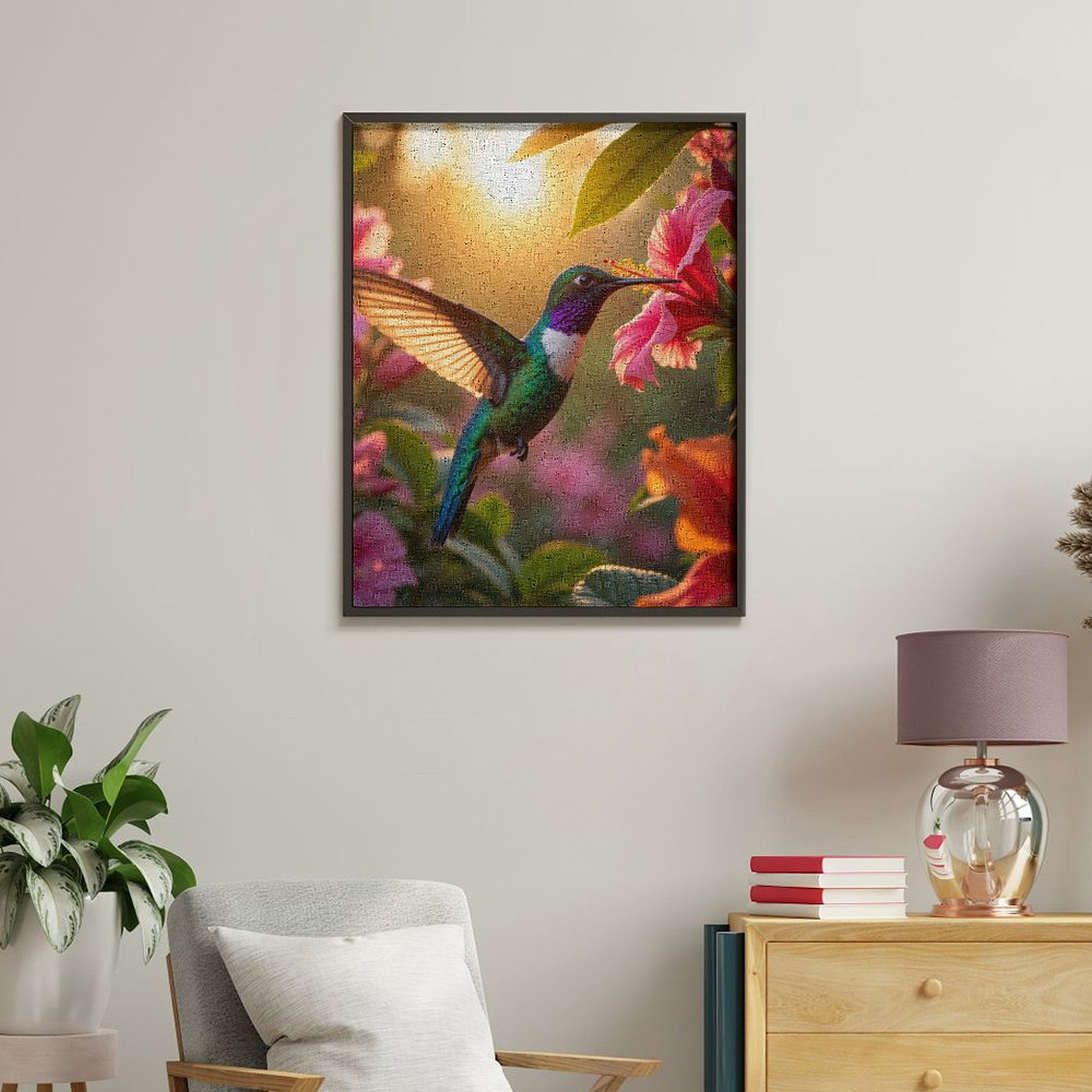 Paint By Numbers Kit for Adults Beginner - Hummingbird Sunlit Floral Beauty DIY Canvas Painting Kits for Adults, Frameless Paint By Number for Adults for Home Wall Decor 16x20 Inch