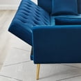 thumbnail image 6 of Bianlte Velvet Futon 71" x 37.79" x 29.92" Convertible Backrest Angles with Gold Metal Legs, Blue, 6 of 7