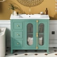 thumbnail image 5 of Harper & Bright Designs 36" Bathroom Vanity Sink Combo with Storage , Wood Bathroom Floor Cabinet with Drawers and Soft Close Doors, Lake Green, 5 of 19