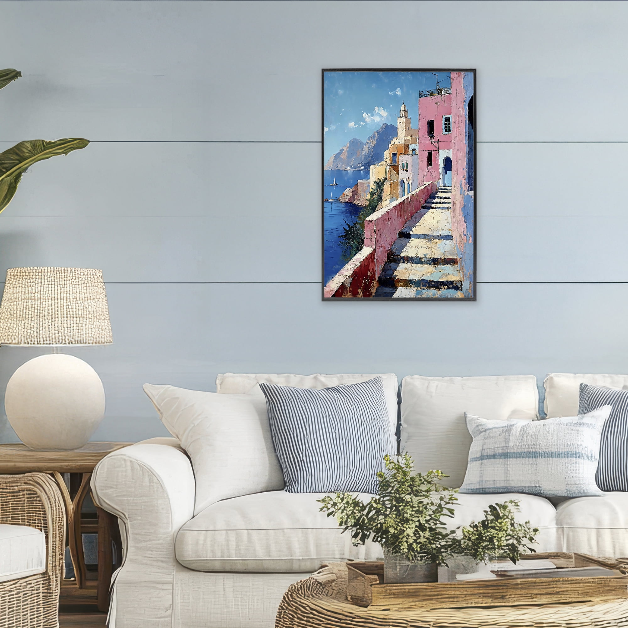 Stupell Industries Coastal Village's Sunlit Pathway Black Framed Giclee Art, design by Creative Studio