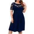thumbnail image 2 of Dresses for Women Plus Size Clearance Sexy Solid Fashion Large Size Short Sleeve Round-Neck Ladies Slim Dress, 2 of 6