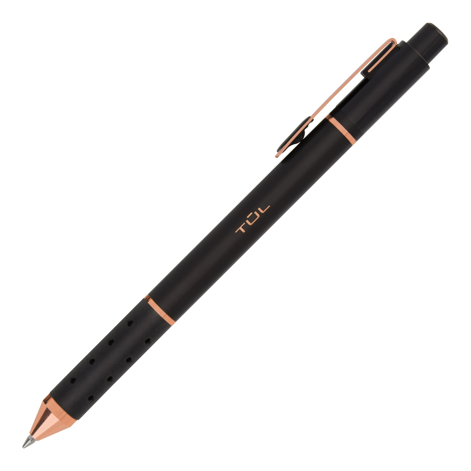 TUL® BP Series Retractable Ballpoint Pens, Medium Point, 1.0 mm, Black Barrel, Black Ink, Pack Of 12 Pens