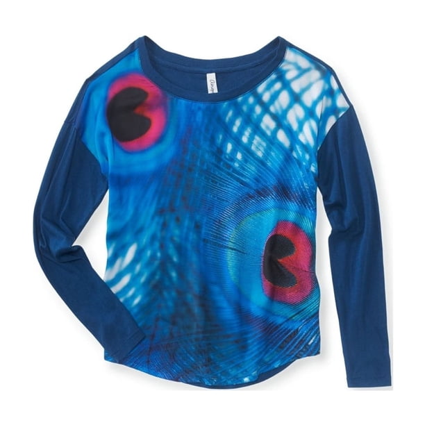 Aeropostale Mujer Peacock Fe Leather Fashion Pullover Blusa, Azul, X-Large Aeropostale Pull-over