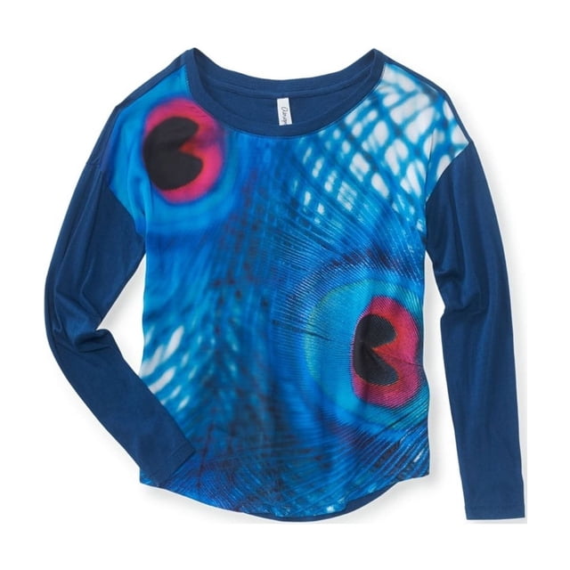 Aeropostale Blusa de moda de cuero de pavo real Fe para mujer, azul, XS