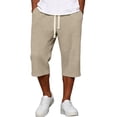 thumbnail image 2 of Nestiefly Long Shorts for Men Below Knee Waffle Cargo Short Pants Casual Summer Lightweight 3/4 Sweat Shorts with Pockets SweatShorts Khaki 2XL, 2 of 7