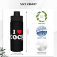 thumbnail image 4 of Botella de agua deportiva con aislamiento "I Heart Love Cocktails", de acero inoxidable de 18 oz, portátil, ideal para viajes, gimnasios, deportes al aire libre., 4 of 5