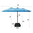 thumbnail image 2 of 15x9ft Large Double-Sided Rectangular Outdoor Twin Patio Market Umbrella with light and base- blue, 2 of 7