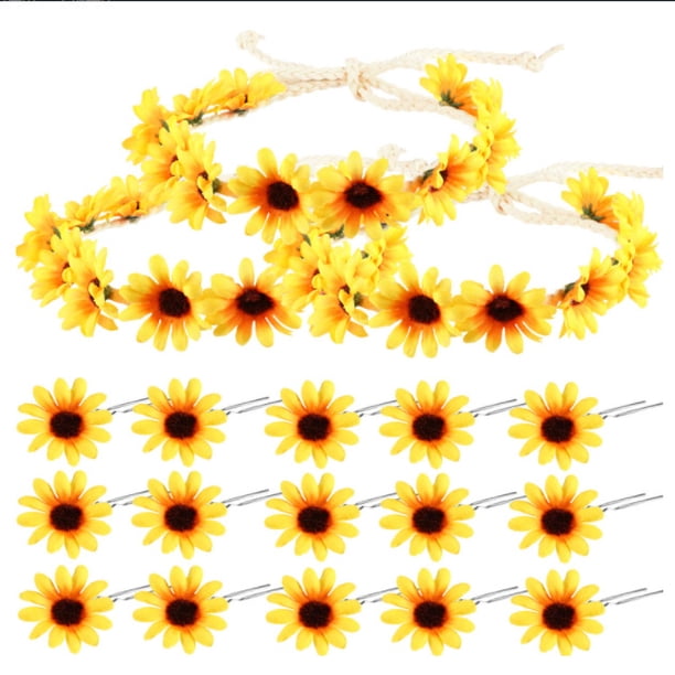 15 piezas de pinzas para el cabello de girasol, pinzas florales para el cabello con 3 piezas, diadema de corona de girasol, horquillas de girasol para mujeres, accesorios para el cabello MFZFUKR CDWJ420