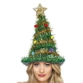 thumbnail image 3 of 2024 Unisex Mujeres Hombres Adultos Gorros de Papá Noel para Fiestas Disfraces Accesorios Sombrero de Árbol de Navidad con Oropel, 3 of 5