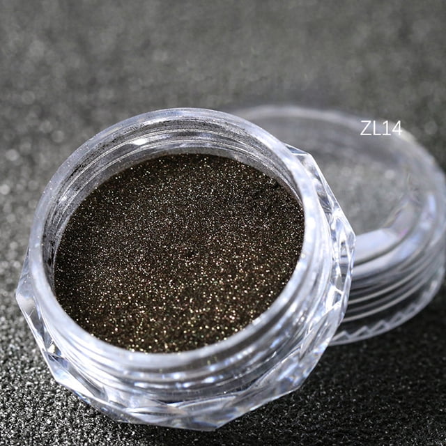 Fiudx Polvo con Purpurina Efecto Espejo, Pigmento Cromado Estilo Maillard, Polvo para Uñas con Efecto Espejo, Aplicadores de Esponja de Doble Punta, Brillo Metálico Duradero, Manicura Diy, Decoración
