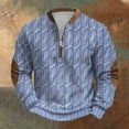 thumbnail image 2 of QHFBli Men's Sweatshirt Men's Knit Zipper Sweater Long Sleeve Printed Collarless Light Blue M, 2 of 3