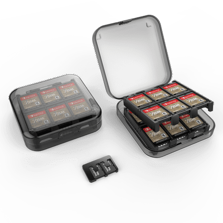 Tirux 24 in 1 game card case storage box for Nintendo Switch Game Card, Black