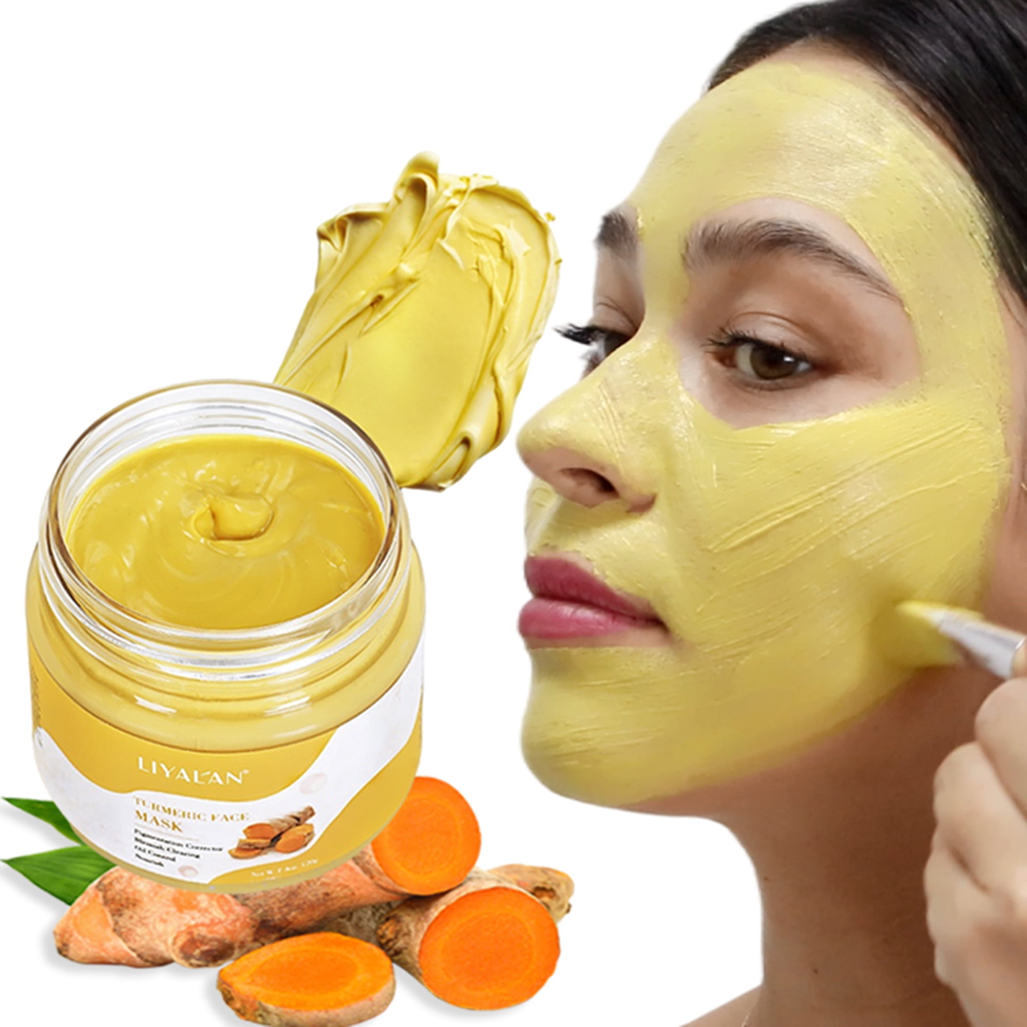 LIYAL'AN Turmeric Clay Mask Natural Detox Brightening Turmeric Face Mud