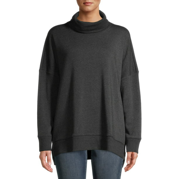 Time and Tru Women's Cowl Neck Tunic Sweatshirt with Long Sleeves -  Walmart.com