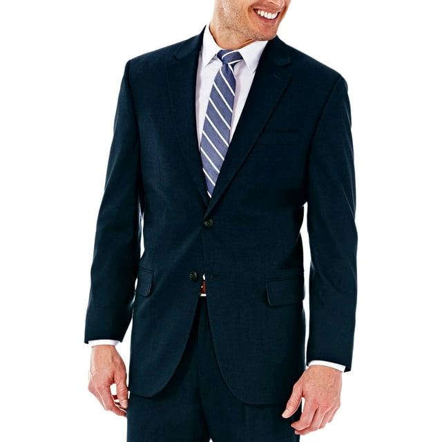 Haggar Veste Blazer à Deux Boutons pour Hommes, Extensible Premium, Bleu, 44 Long