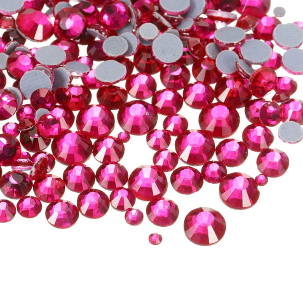 1450 Pcs Strass Hotfix Cristales de Vidrio (Set SS6-SS30, Rosa Oscuro)