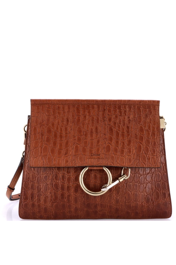 Pre-Owned Faye Shoulder Bag Crocodile Embossed Leather Medium By Rebag