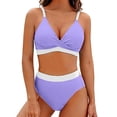 thumbnail image 4 of Busydd Swim Suits for Women Color Block Bikini Sets for Women High Waisted 2 Piece Swimsuit for Women V Neck Push Up Bathing Suits, 4 of 8