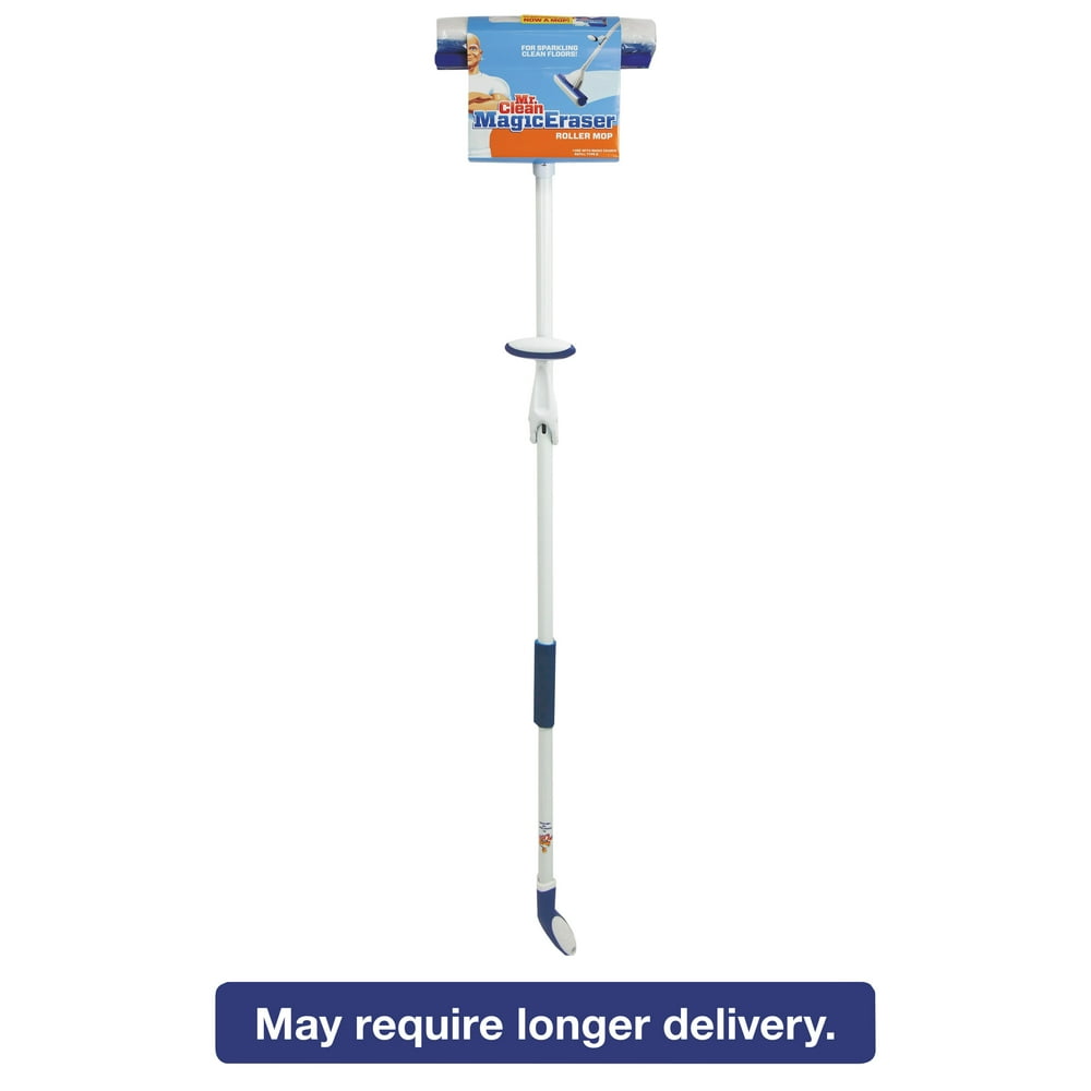 Mr. Clean Magic Eraser Roller Mop, 45" Handle, 10 1/2 x 3 Head, White/Blue