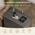 thumbnail image 5 of 30-Inch Wide Large Nightstand with Charging Station and 3 Drawers, AC Outlets and USB Ports, Solid Wood Bedside Table, Gray, 5 of 8
