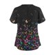 thumbnail image 2 of Blusa SCZ con cuello en v de manga corta para Mujer uniforme de trabajo estampado de dibujos animados negro XL, 2 of 3
