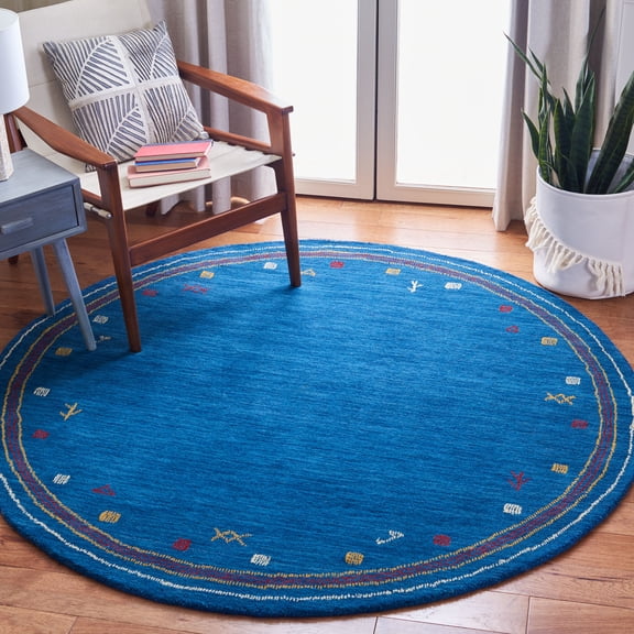 Safavieh Himalaya Charmaine Solid Wool Area Rug, Blue, 4' x 4' Round