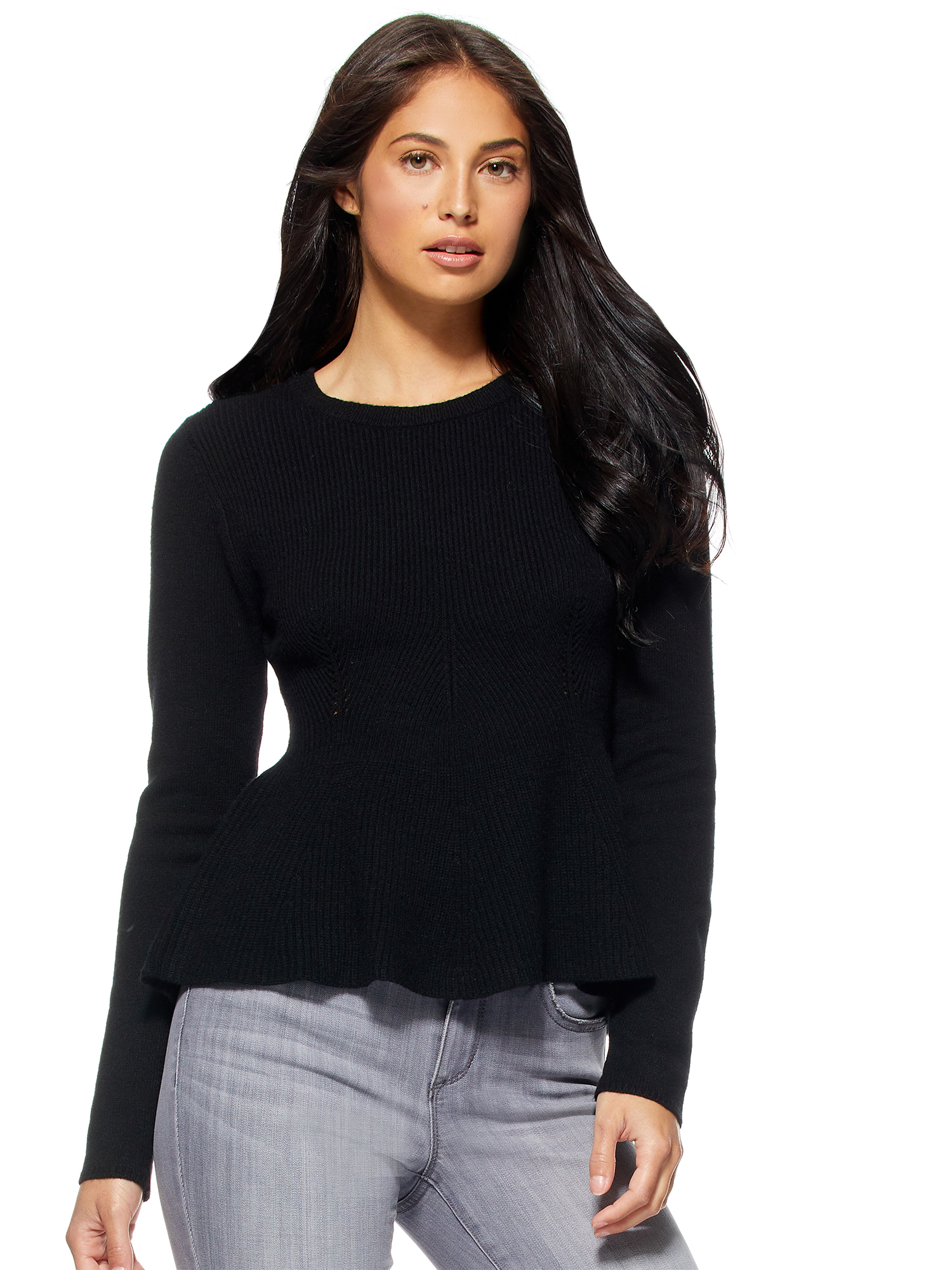 Sofia jeans by sofia vergara women's crewneck peplum sweater Clearance