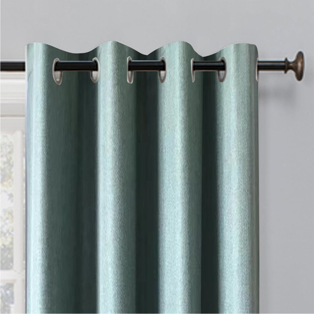 Better Homes & Gardens Solid Herringbone Blackout Curtain Panel, 1 Panel, Blue, 50" W x 84” L
