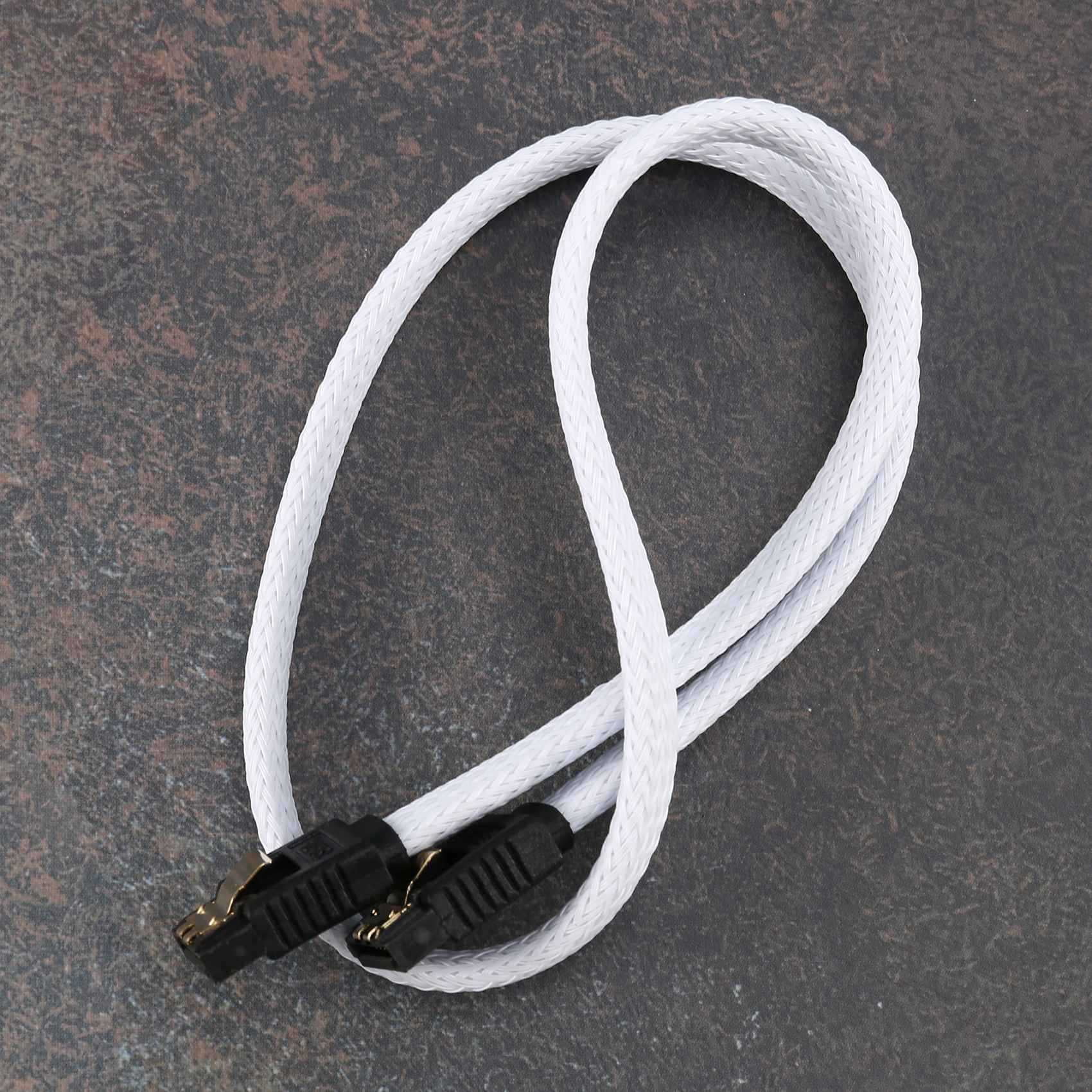 20X 50CM 3.0 III SATA3 7Pin Data Cable 6Gb/S SSD Cables HDD Cord with Nylon Sleeved Premium Version(White)