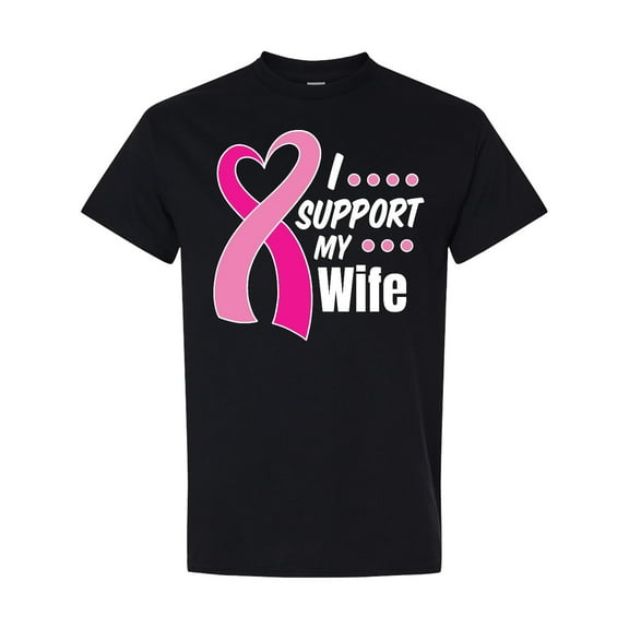 Inktastic Breast Cancer Awareness I Support My Wife with Pink Ribbon T-Shirt