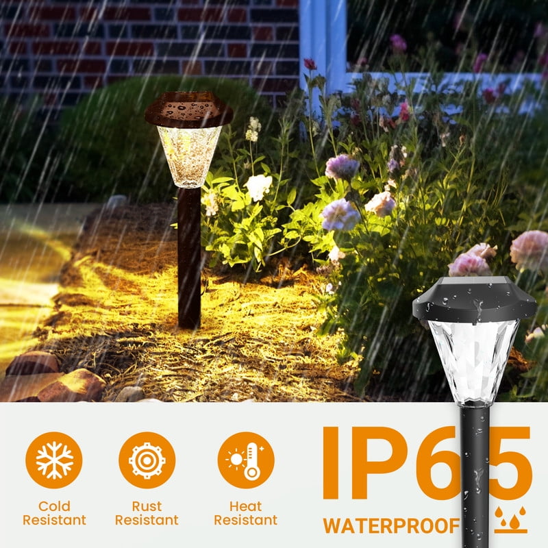 GIGALUMI 8 Pack Waterproof Outdoor Solar Pathway Lights for Garden and Landscape