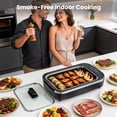 thumbnail image 5 of Smokeless Indoor Grill,1500W Electric BBQ Grill with Smoke Extractor and Tempered Glass Lid,Removable Grill and Nonstick Grill Plates with Drip Tray,Temperature Control,Dishwasher Safe - Black, 5 of 8
