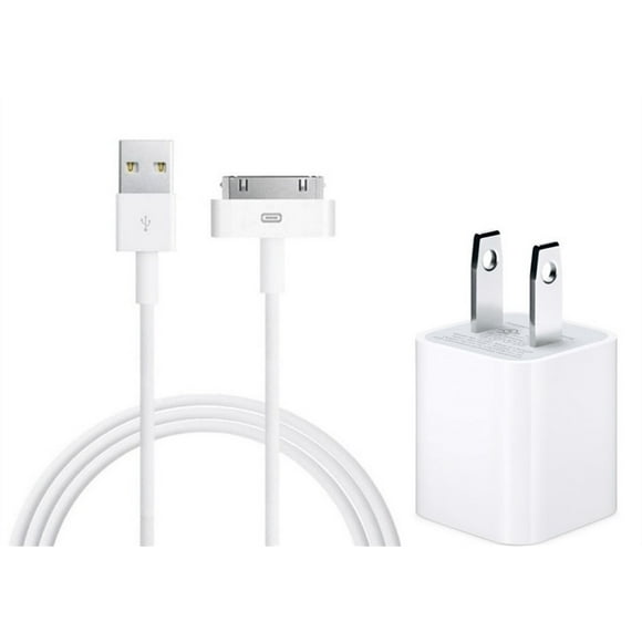 5W USB Power Wall Plug Charger Adapter + 3.3Ft 30 Pin USB Data Cable Cord Compatible for iPad 1 2 3, iPod, iPhone 3G 3GS 4G 4S