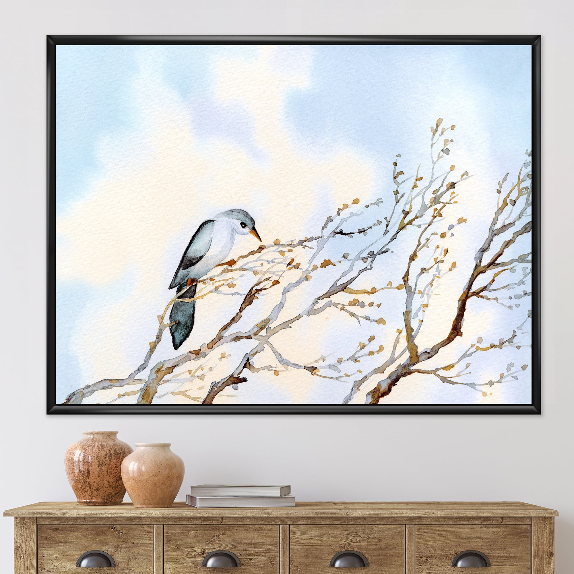 Designart 'Big Old Barren Twig Yard' Traditional Framed Canvas Wall Art Print