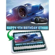 TNCT Jackson Storm Cars 3 Edible Cake Topper â€“ Personalized 1/4 Sheet Birthday Cake Banner for Parties