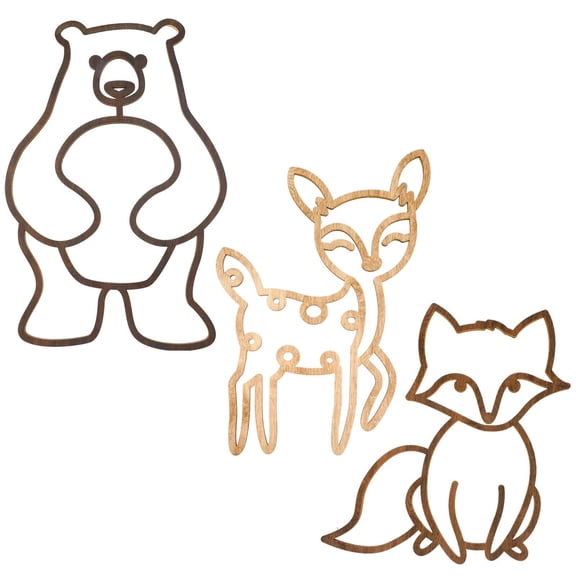 3 Pieces Nursery Wall Decor Jungle Theme Nursery Decoration Wooden Woodland Safari Animal Wall Decor with Glue Points for Bedroom