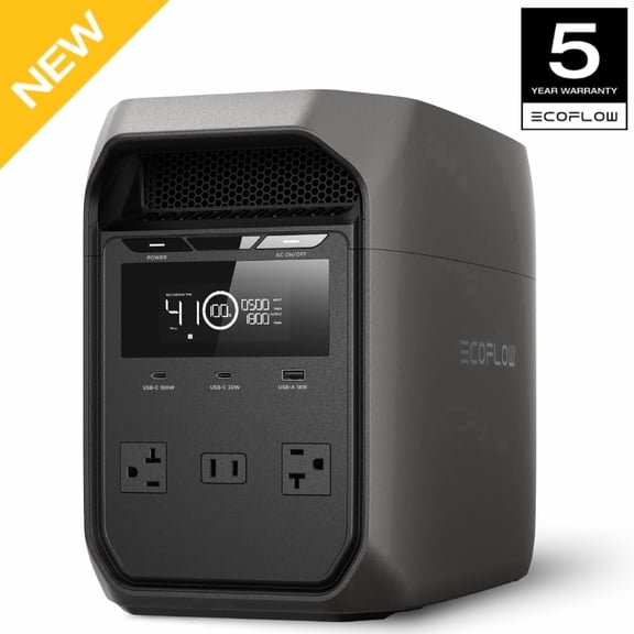 EF EcoFlow Portable Power Station DELTA 3 Classical, 1024Wh LiFePO4 Battery, 1800W AC/100W USB-C Output, 1 Hr Fast Charge,Solar Generator(Solar Panel Optional) for Home Backup Power, Camping & RVs