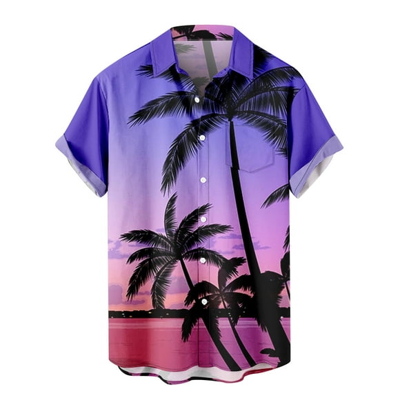 Pisexur Men's Funky Beach Tropical Party Shirts Short Sleeve Button Down Hawaiian Shirt for Men Casual Pocket Shirtss