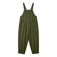 thumbnail image 4 of TEAJOPSUU Women's Cotton Blend Jumpsuits Casual Summer Overalls with Pockets Loose Sleeveless Wide Leg Rompers Olive Green, 4 of 7
