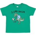 thumbnail image 3 of Inktastic I Love Soccer-Dinosaur in Blue Boys or Girls Baby T-Shirt, 3 of 5