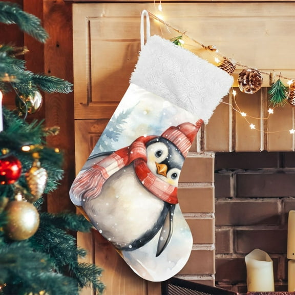 Penguin Scarf Hat Trees Christmas Stockings Xmas Stocking for Family Holiday Season Party Decorations