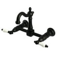 thumbnail image 1 of Kingston Brass KS2440PL Heritage Two-Handle Wall Mount Kitchen Faucet, Matte Black, 1 of 1
