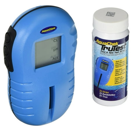 AquaChek Hot Tub Spa TruTest Digital Chlorine Test Strip Kit Reader, 25