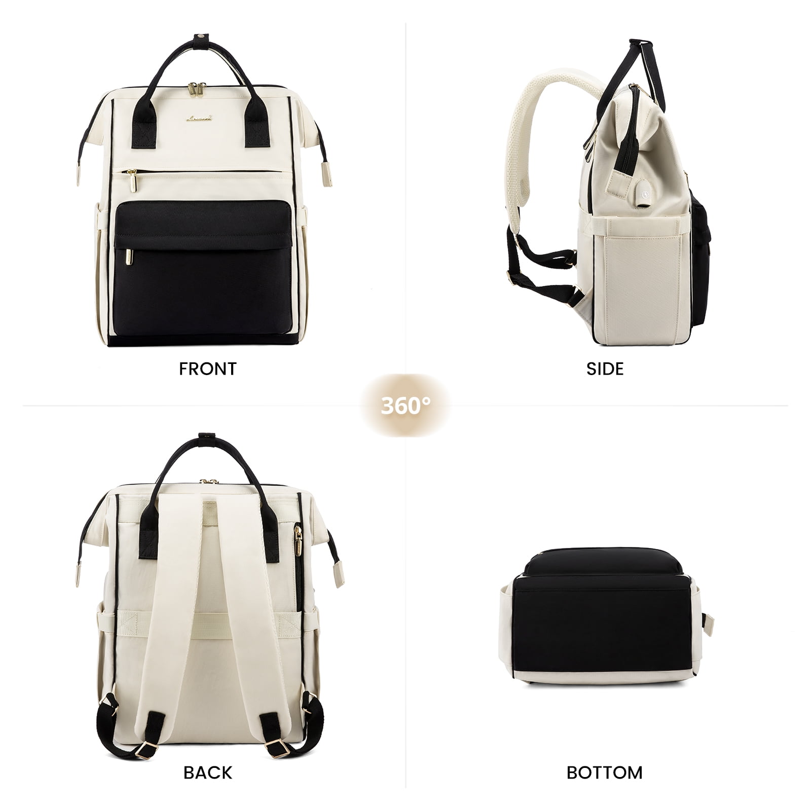 Lovevook Laptop Backpack for Women, Vintage Teacher College Nurse Work Computer Bag Fit 15.6" Laptop with USB Port, Waterproof Travel Backpack Purses