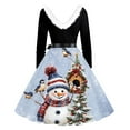 thumbnail image 3 of Christmas Dresses for Women Christmas Print Flare Dress For Women Long Sleeve Dress Hollow Party Casual Dresses with V Neck for Holiday Party,Royal Blue,4XL, 3 of 4