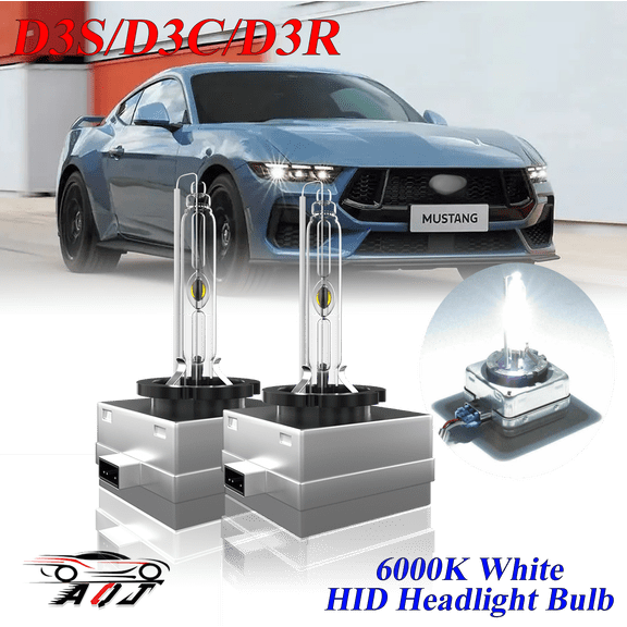For Ford Mustang 2010-2020 2021 2022 D3S HID Headlight High/Low Beam 6000K Crystal White Xenon Bulbs Set 2